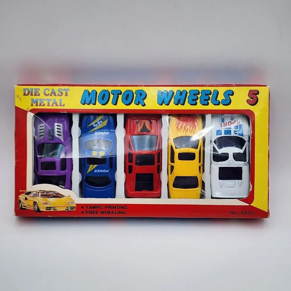 Vintage  Toys Motor‎ Wheels 5 Pack -Die Cast Metal Cars -Tampo Printing 1:64